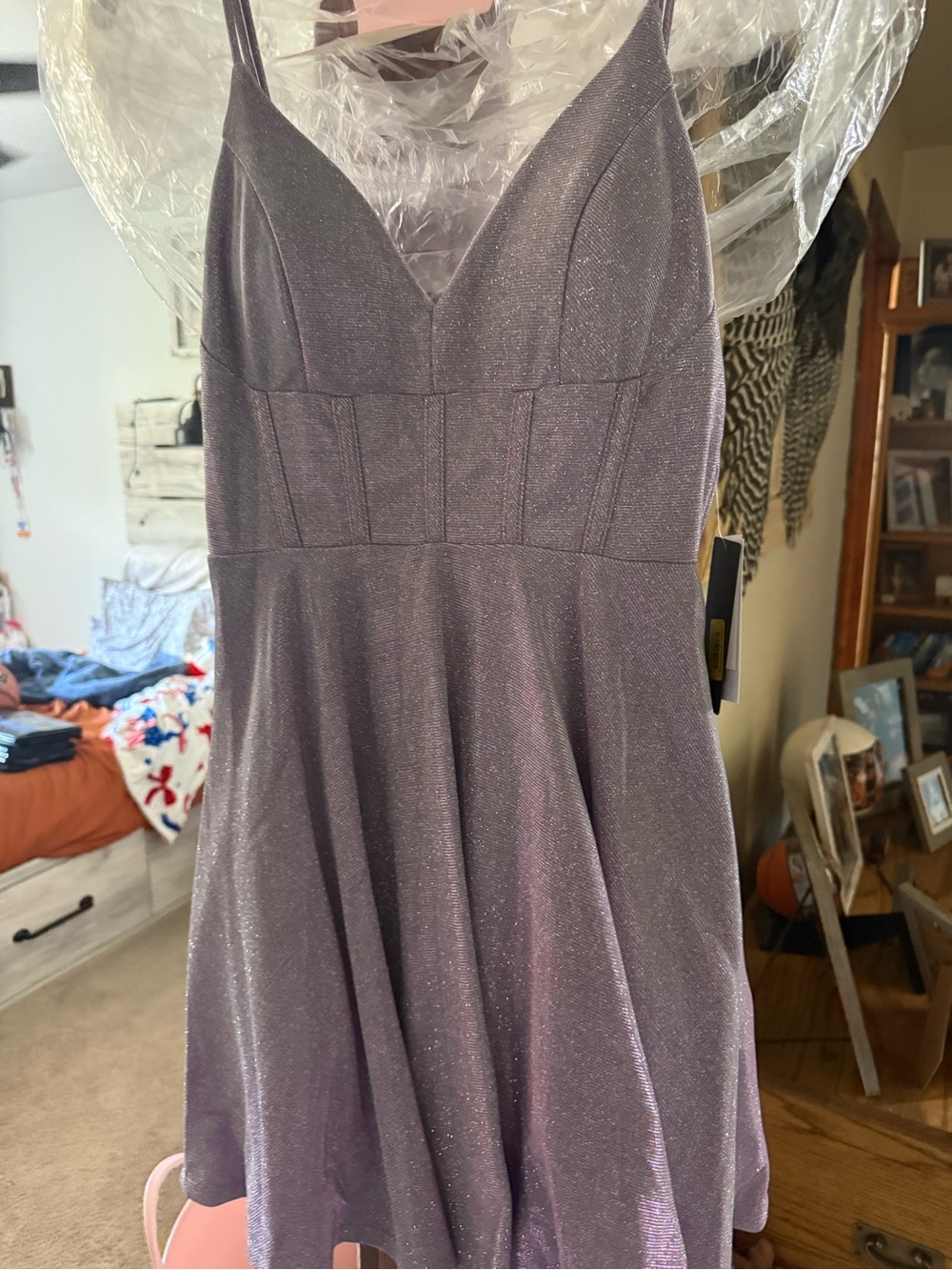 Sparkle Lavender Party Dress with Bow